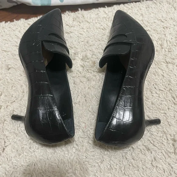 Antonio Melani Leedia Heels Pumps 6.5 Shoes Croc Embossed Leather Classic Black - Picture 6 of 7
